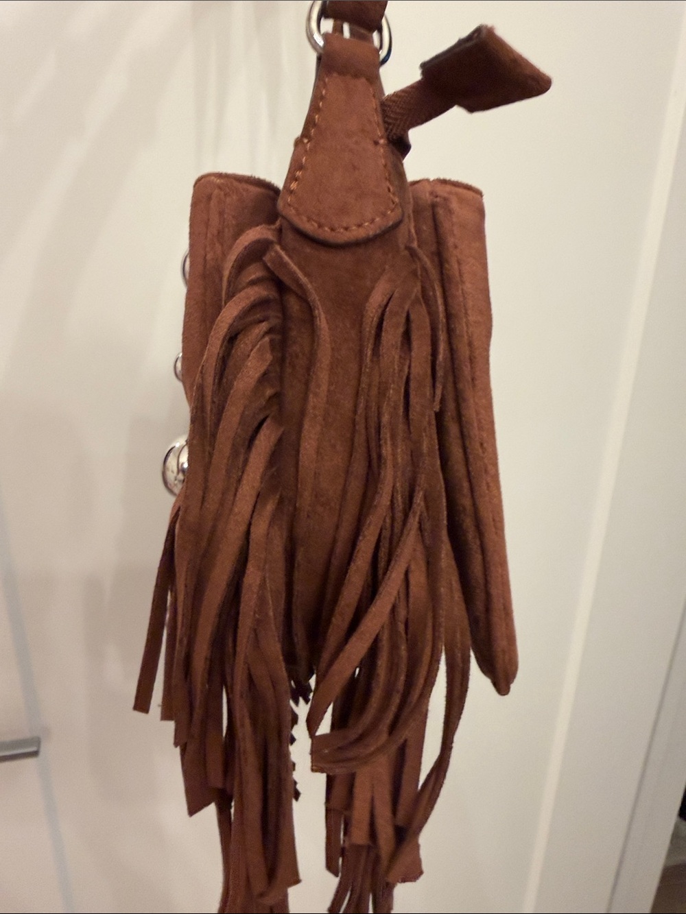 NWT-VIRAL True Religion Brown Suede Fringe Shoulder Bag with Stud Accents. - Picture 16 of 16